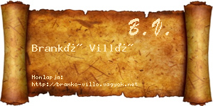 Brankó Villő névjegykártya